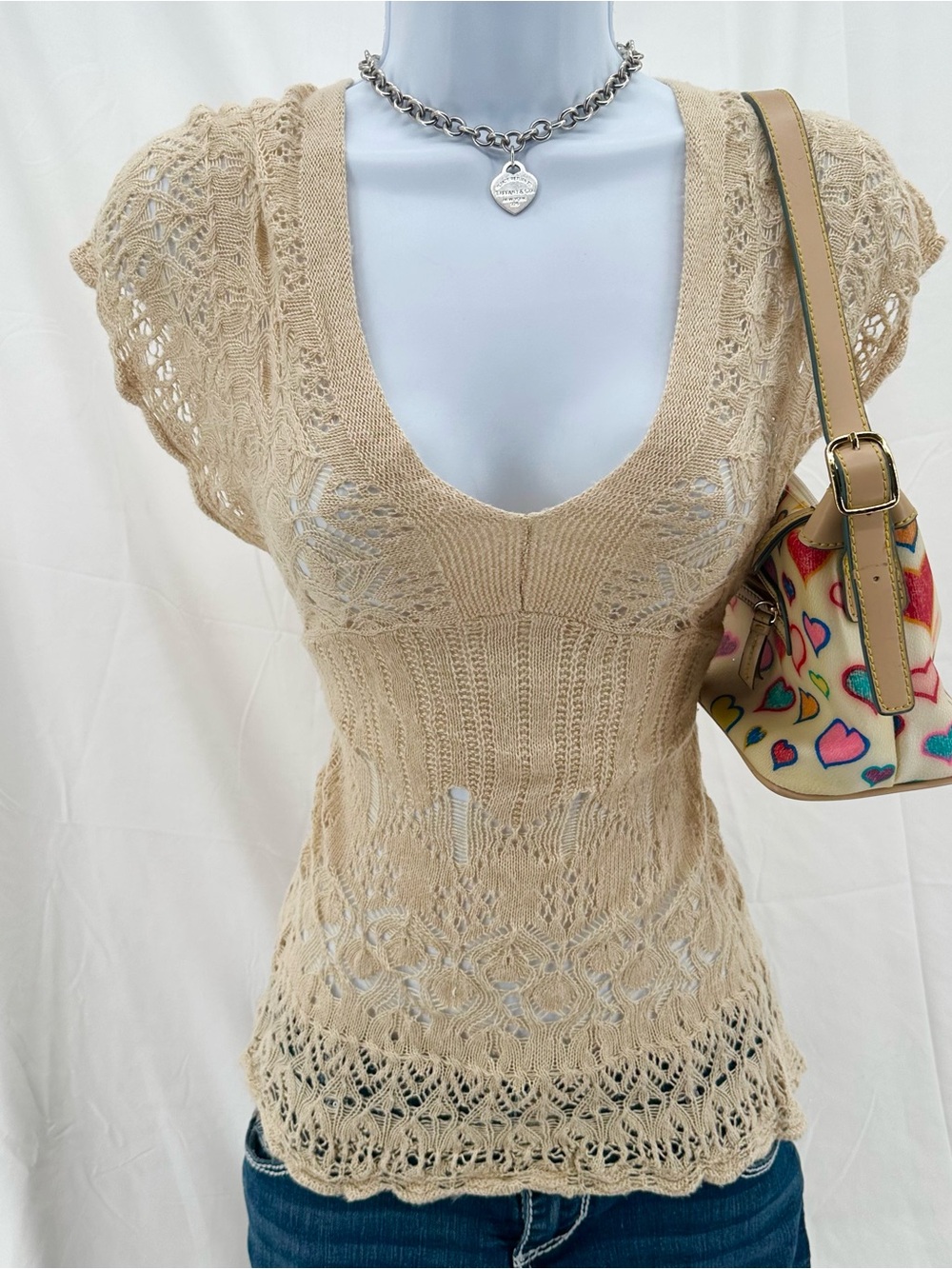 Boho 2000s Charlotte Russe Crochet Style Top